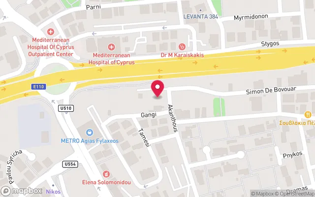 Χάρτης με τη Σχολή Οδηγών Μοτοσικλέτας Λάζαρος στην οδό Simone De Beauvoir, Λεμεσός